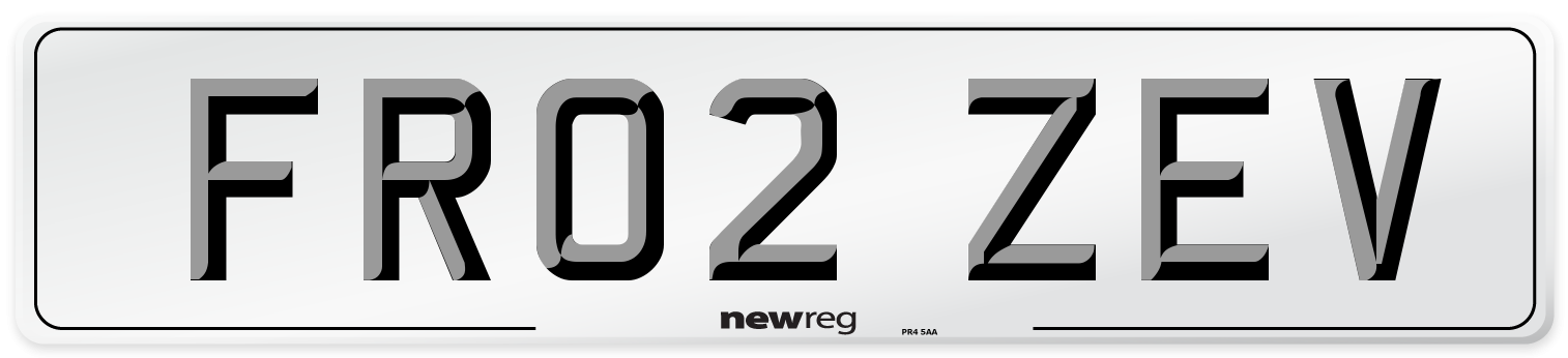 FR02 ZEV Number Plate from New Reg